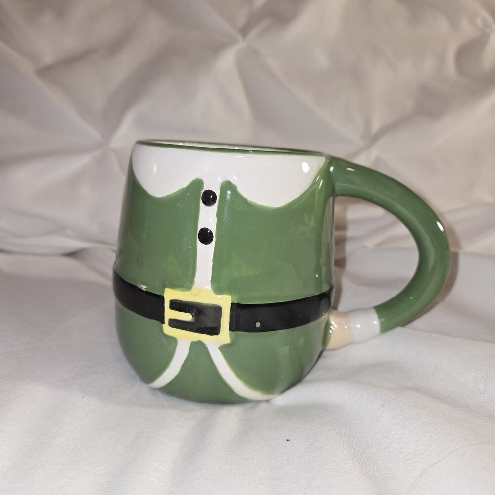 Christmas Green Elf Suit Earthenware Coffee Mug, Dishwasher & Microwave Safe